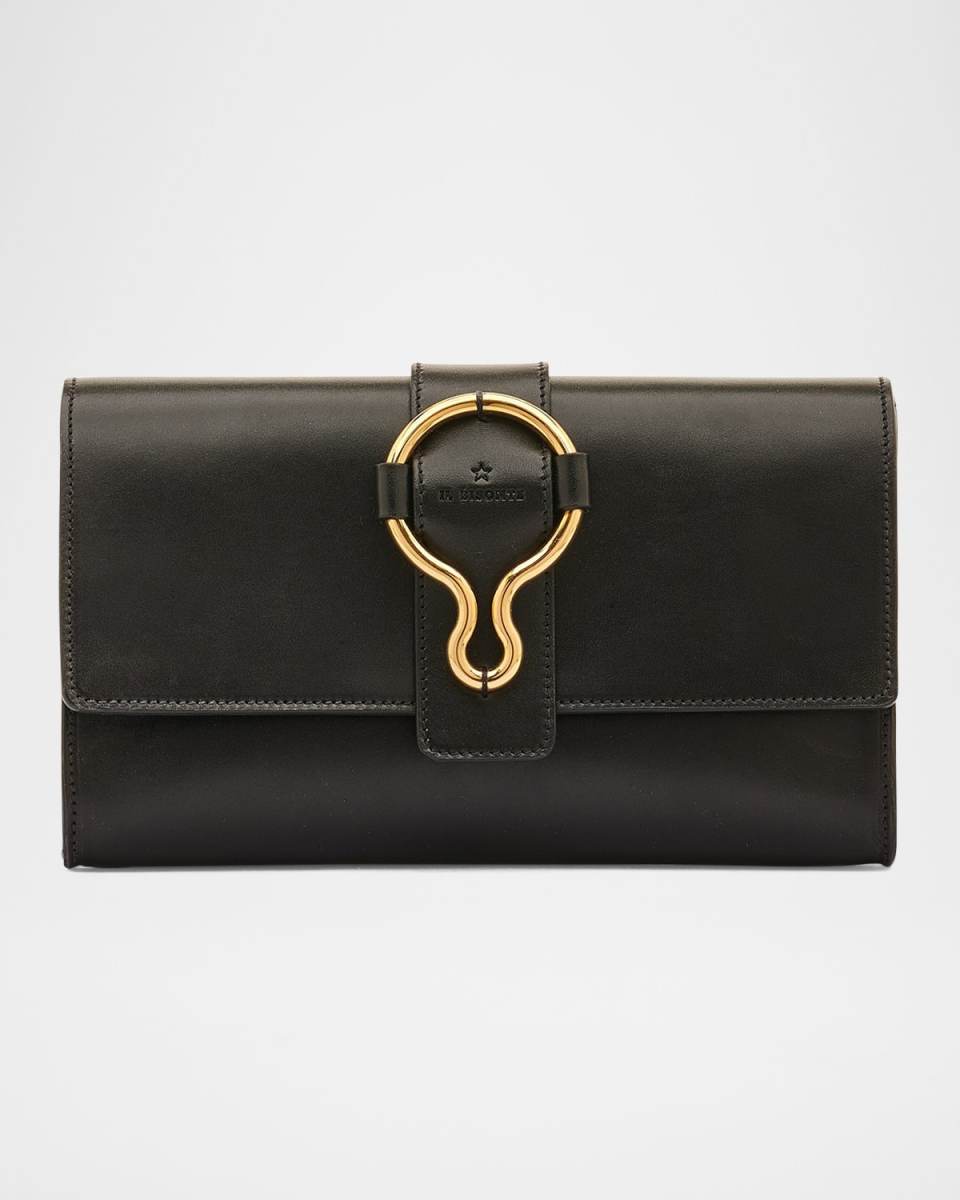 Consuelo Flap Leather Clutch Bag